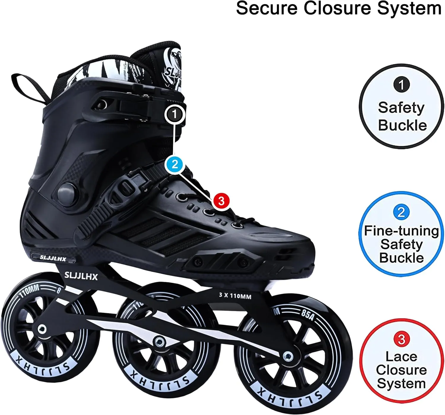 3 Wheels Inline Skates for Men Women, Professional Roller Skates for Male Female,High Performance Adult Speed Skates with 110MM Wheels