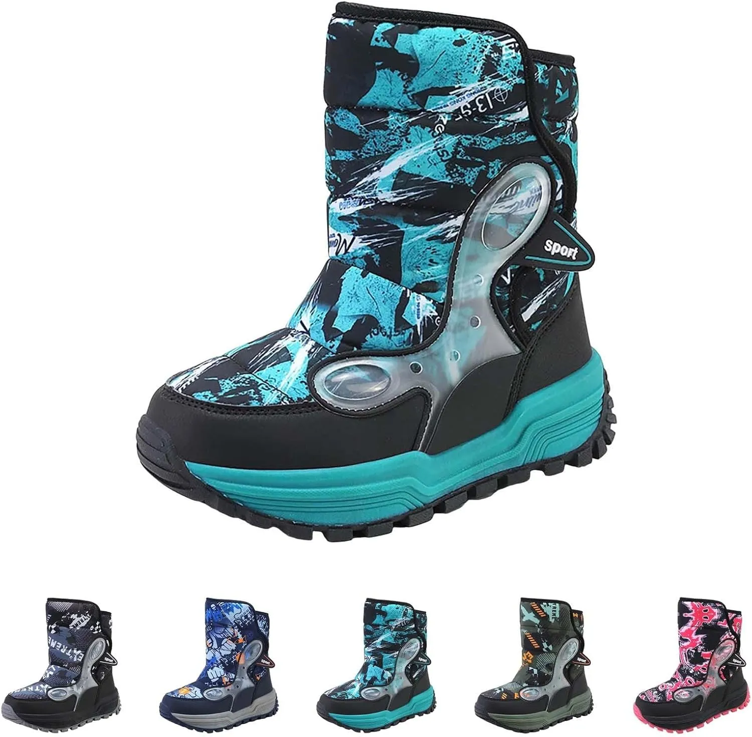 4‐14 Years Girls Boots Size 2 Big Kid Boys Cotton Shoes Slip 𝗥esistant Walking Boots Winter Warm 𝐖aterproof Snow Boots