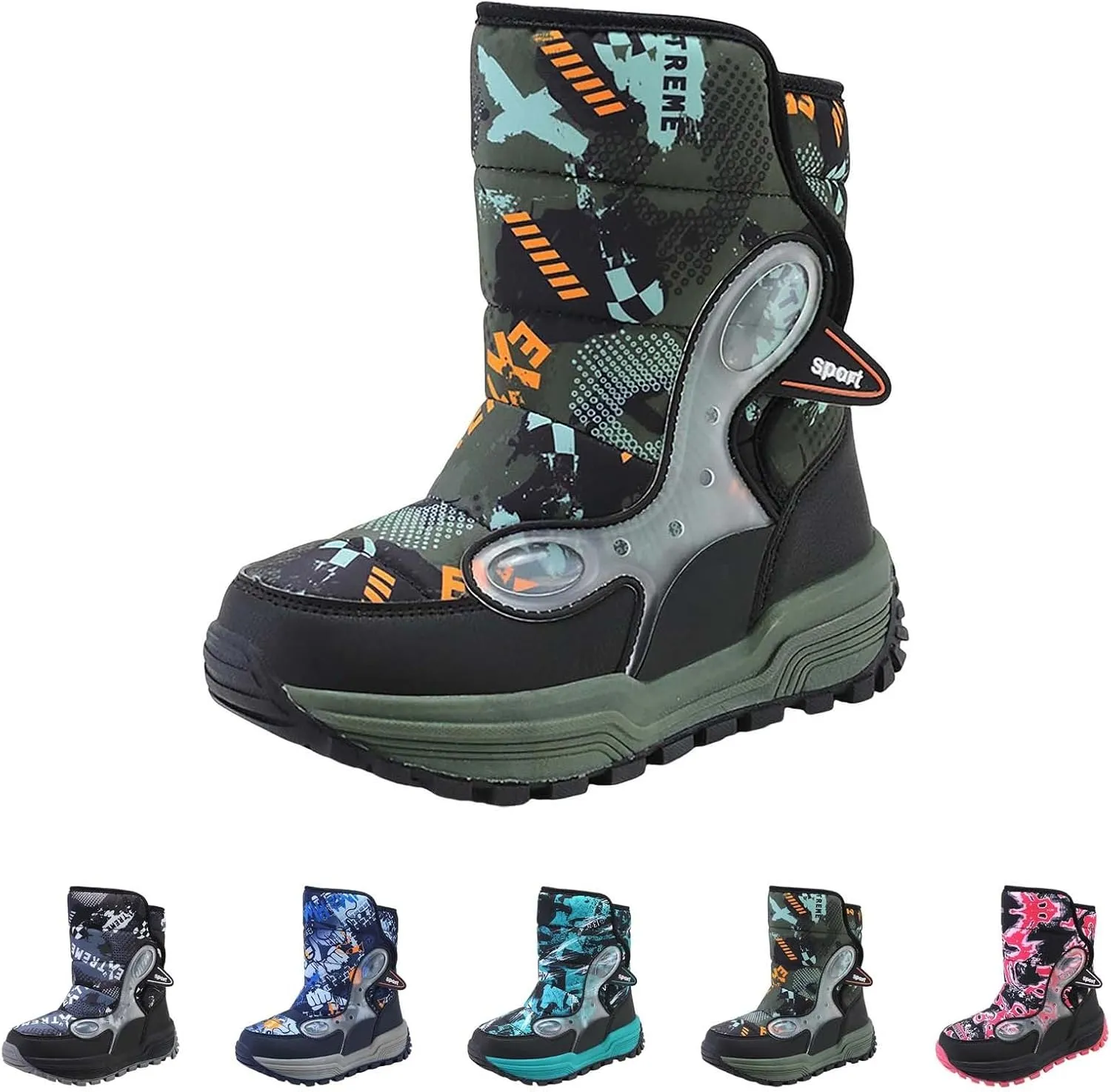 4‐14 Years Girls Boots Size 2 Big Kid Boys Cotton Shoes Slip 𝗥esistant Walking Boots Winter Warm 𝐖aterproof Snow Boots