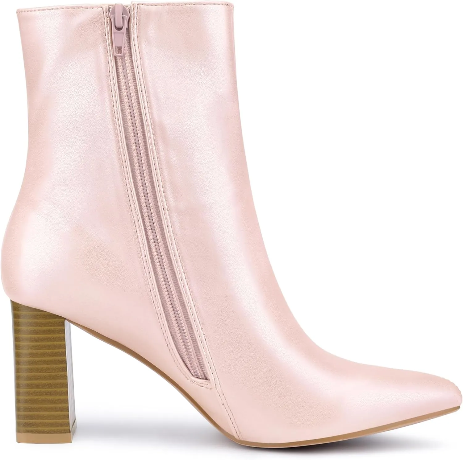 Allegra K Women's Chunky Heels Pointed Toe Ankle Boots