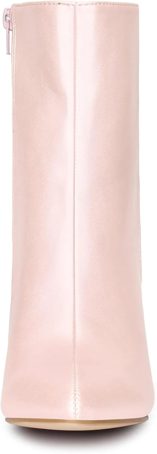 Allegra K Women's Chunky Heels Pointed Toe Ankle Boots