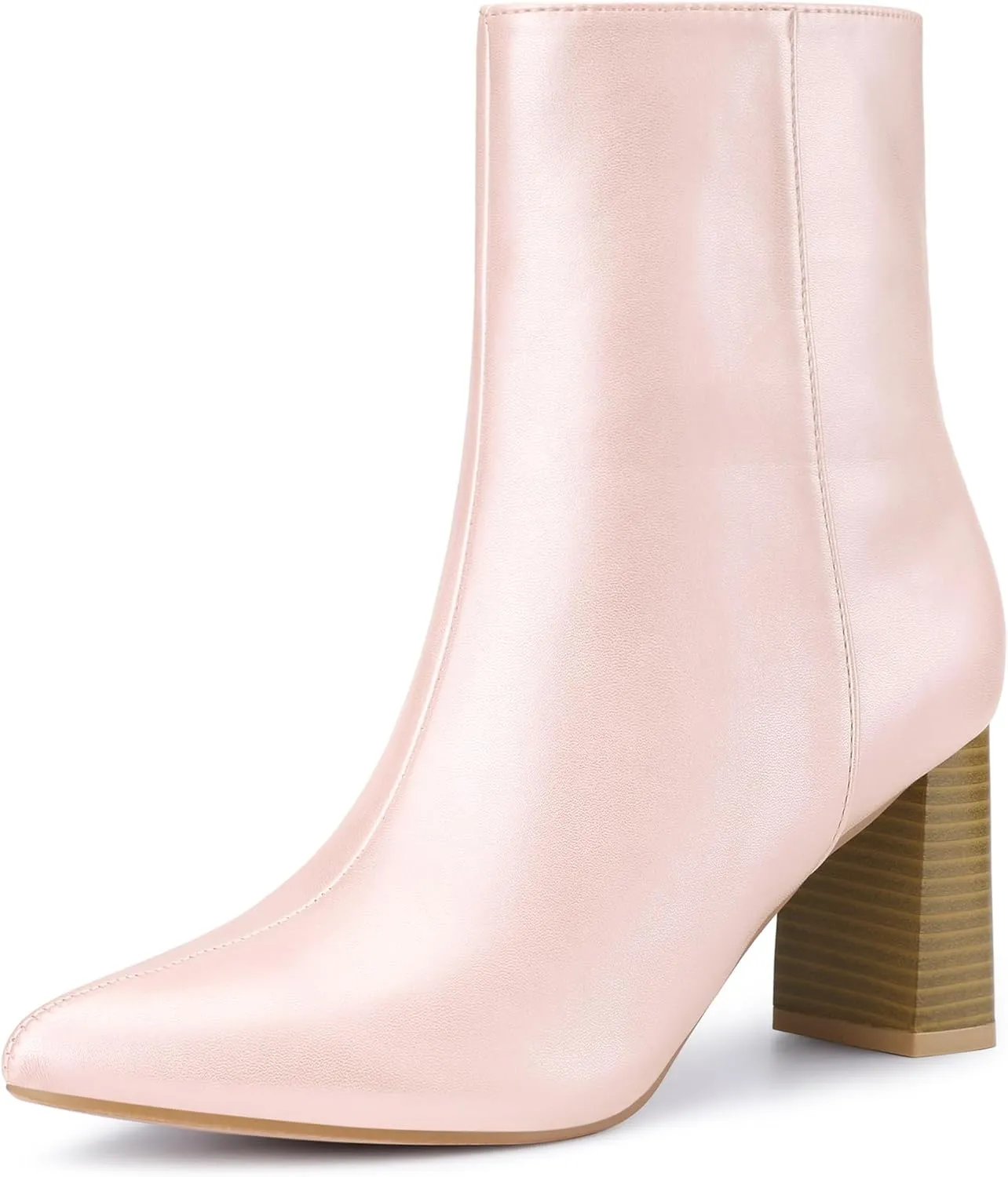 Allegra K Women's Chunky Heels Pointed Toe Ankle Boots