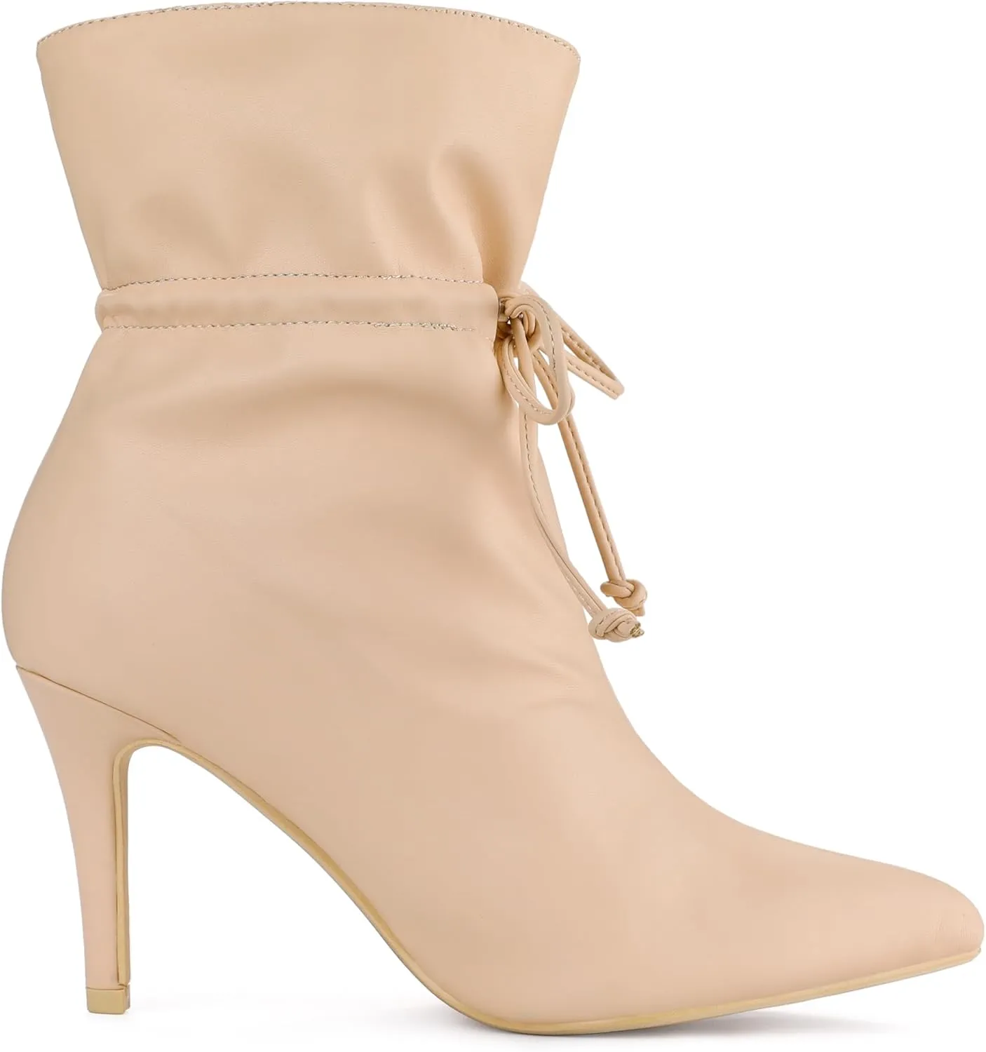 Allegra K Women's Pointed Toe Drawstring Pull on Stiletto Heel Ankle Boots