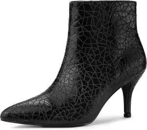 Allegra K Women's Pointed Toe Sparkly Stiletto Heels Ankle Boots