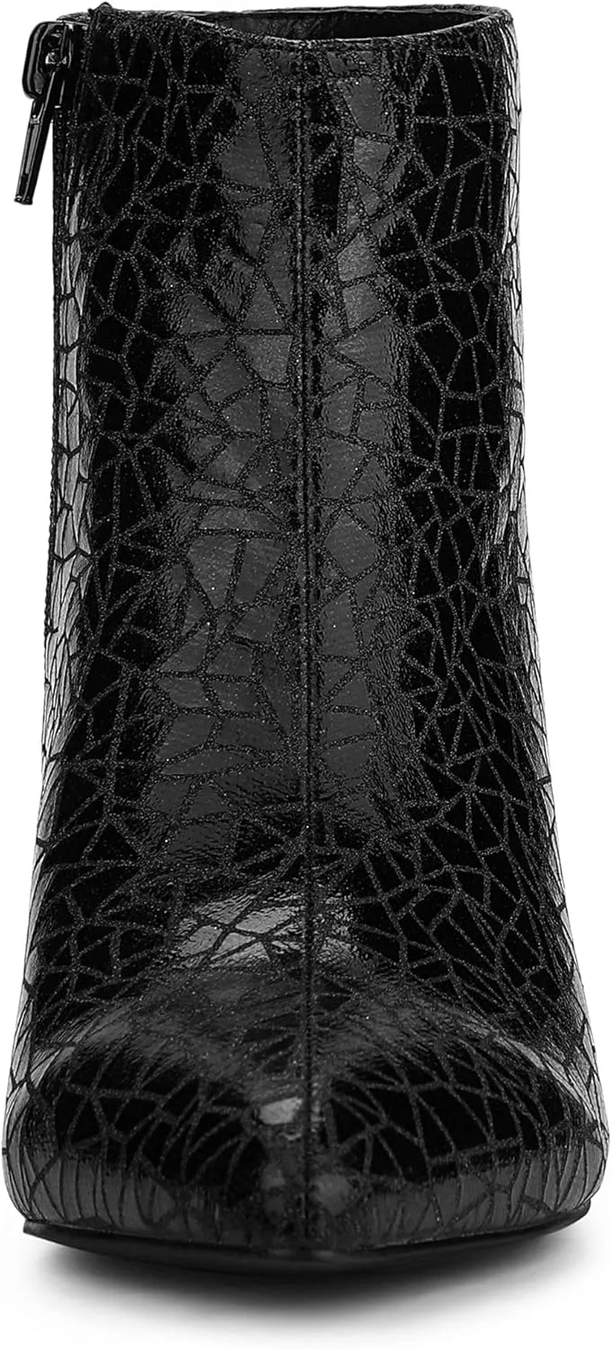Allegra K Women's Pointed Toe Sparkly Stiletto Heels Ankle Boots