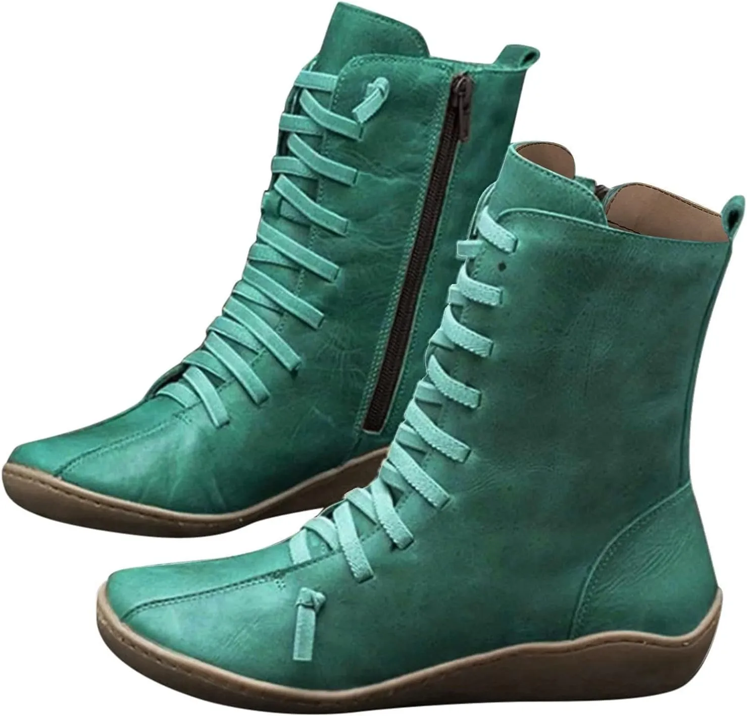 AMDBEL Fall Boots for Women 2024, Women's Ankle Boots Low Heel Arch Support Side Zipper Mid Calf Boots Walking Booties