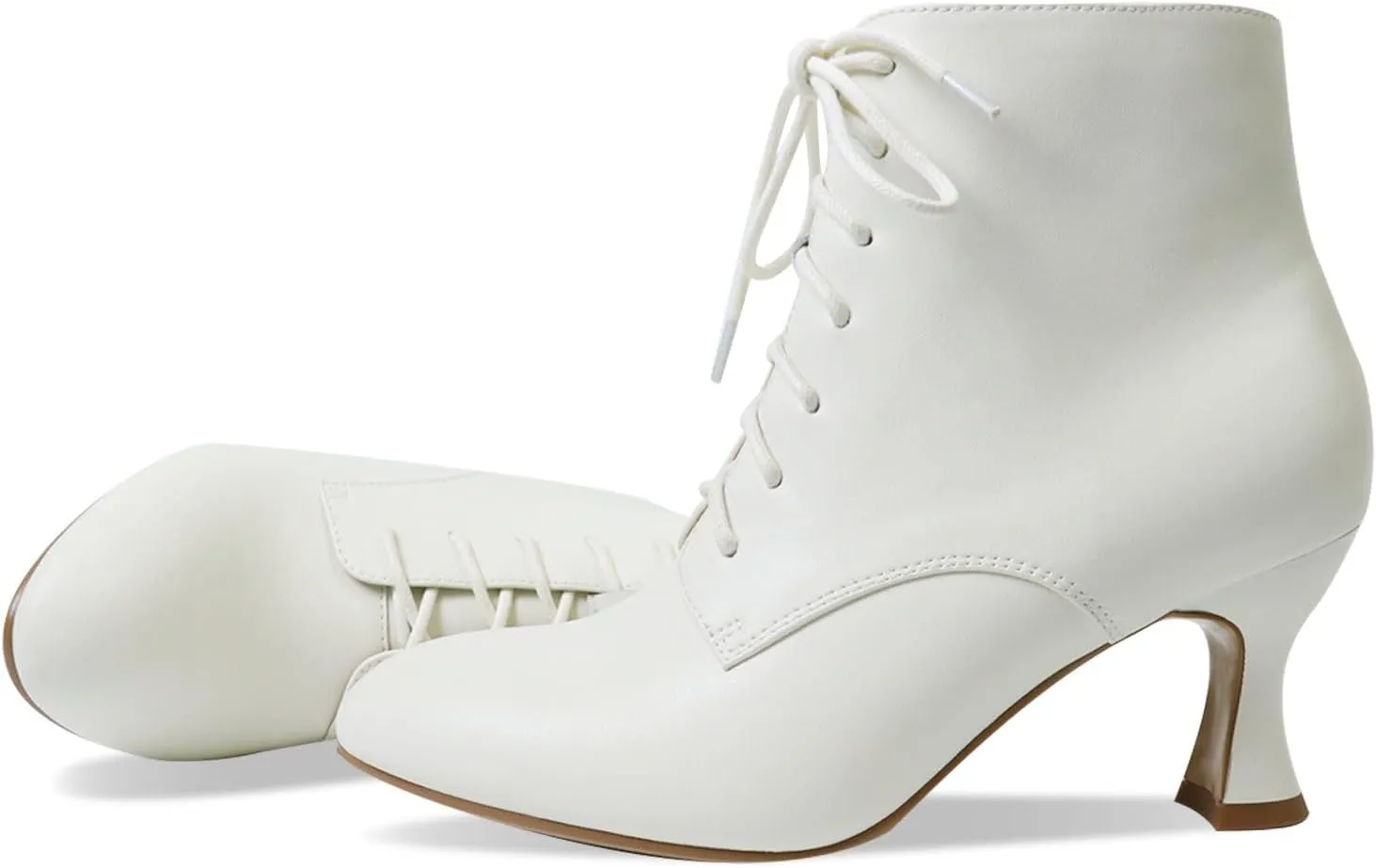 Ankle Boots for Women High Heel Pointed Toe Ankle Boots Lace up Side Zipper Kitten Heels