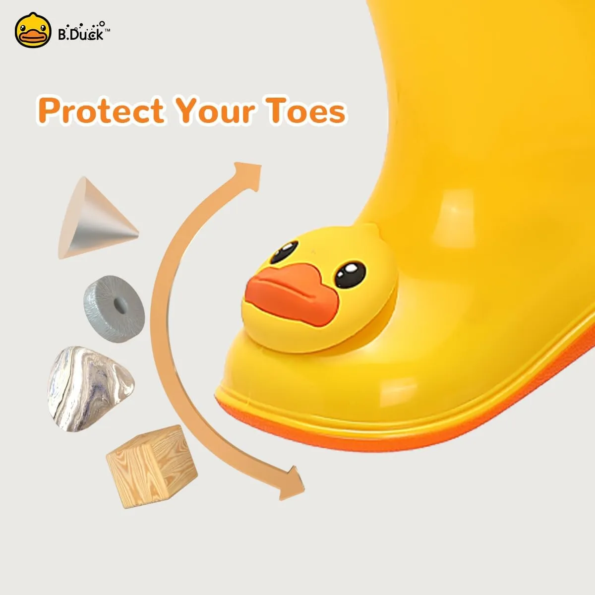 B.Duck Kids Rain Boots for Boys Girls Waterproof Toddler Cartoon Garden Boots
