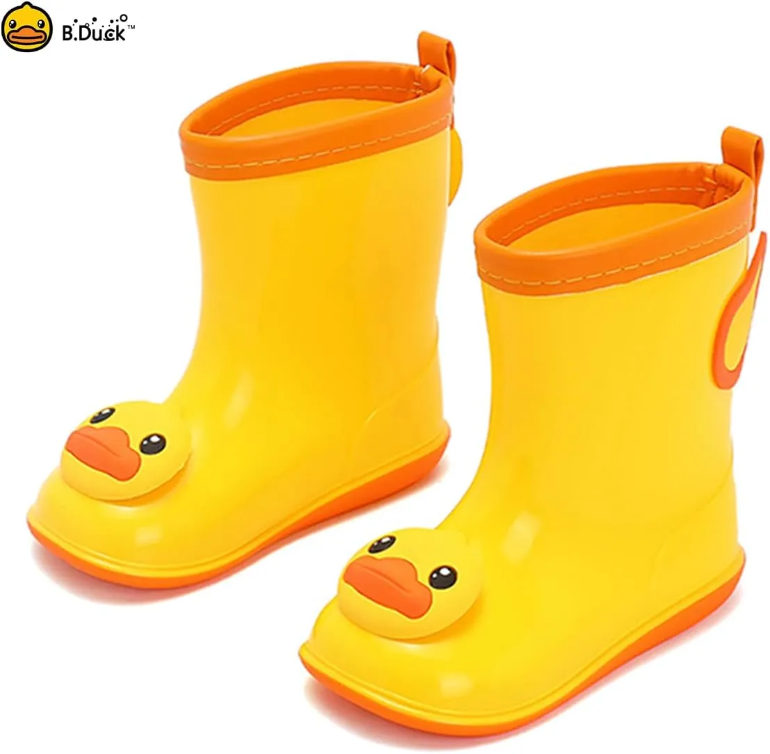 B.Duck Kids Rain Boots for Boys Girls Waterproof Toddler Cartoon Garden Boots