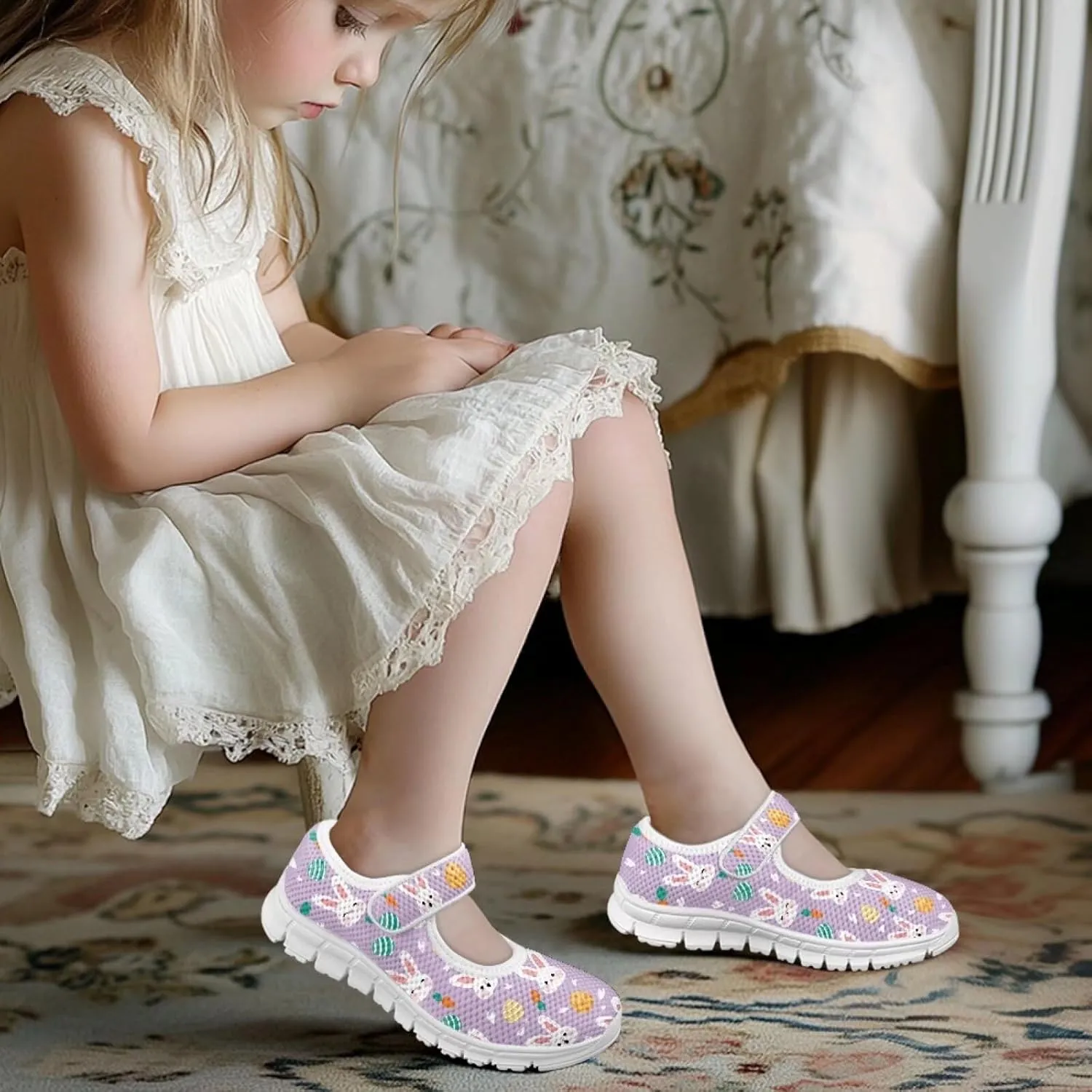 BIGCARJOB Girls Mary Janes Shoes for School Party Dance Sneakers Slip-on Mary Janes Shoes for Toddle Girls Cute Ballet Dress Shoes