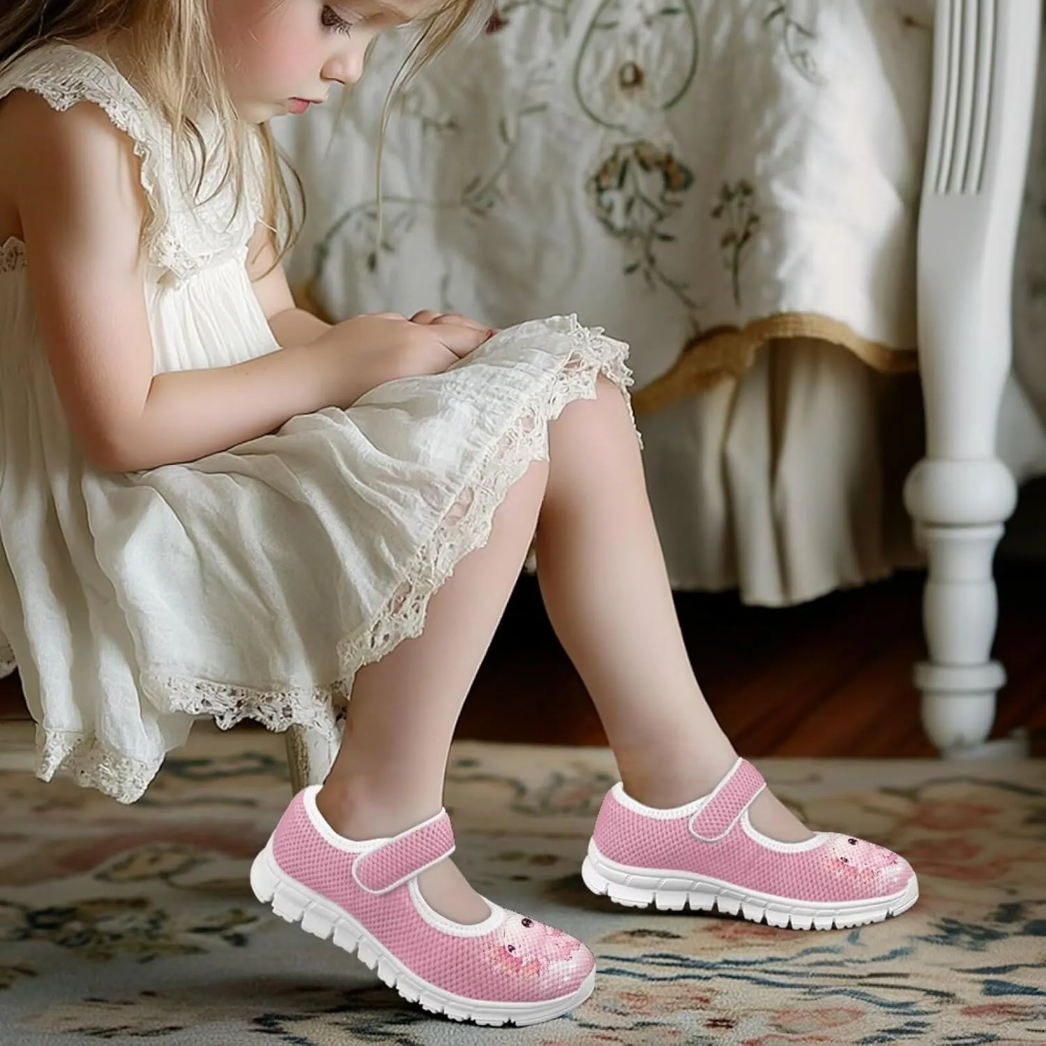 BIGCARJOB Mary Jane Shoes for Toddle Girls Flat School Uniform Shoes Lightweight Casual Walking Shoes for Little Girls/Big Kids