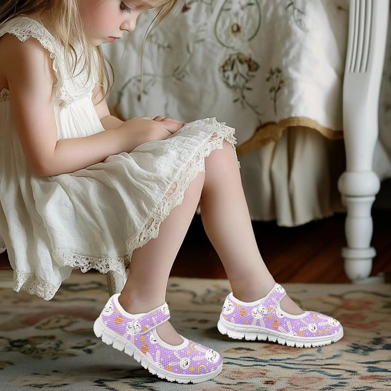 BIGCARJOB Mary Jane Shoes for Toddle Girls Flat School Uniform Shoes Lightweight Casual Walking Shoes for Little Girls/Big Kids