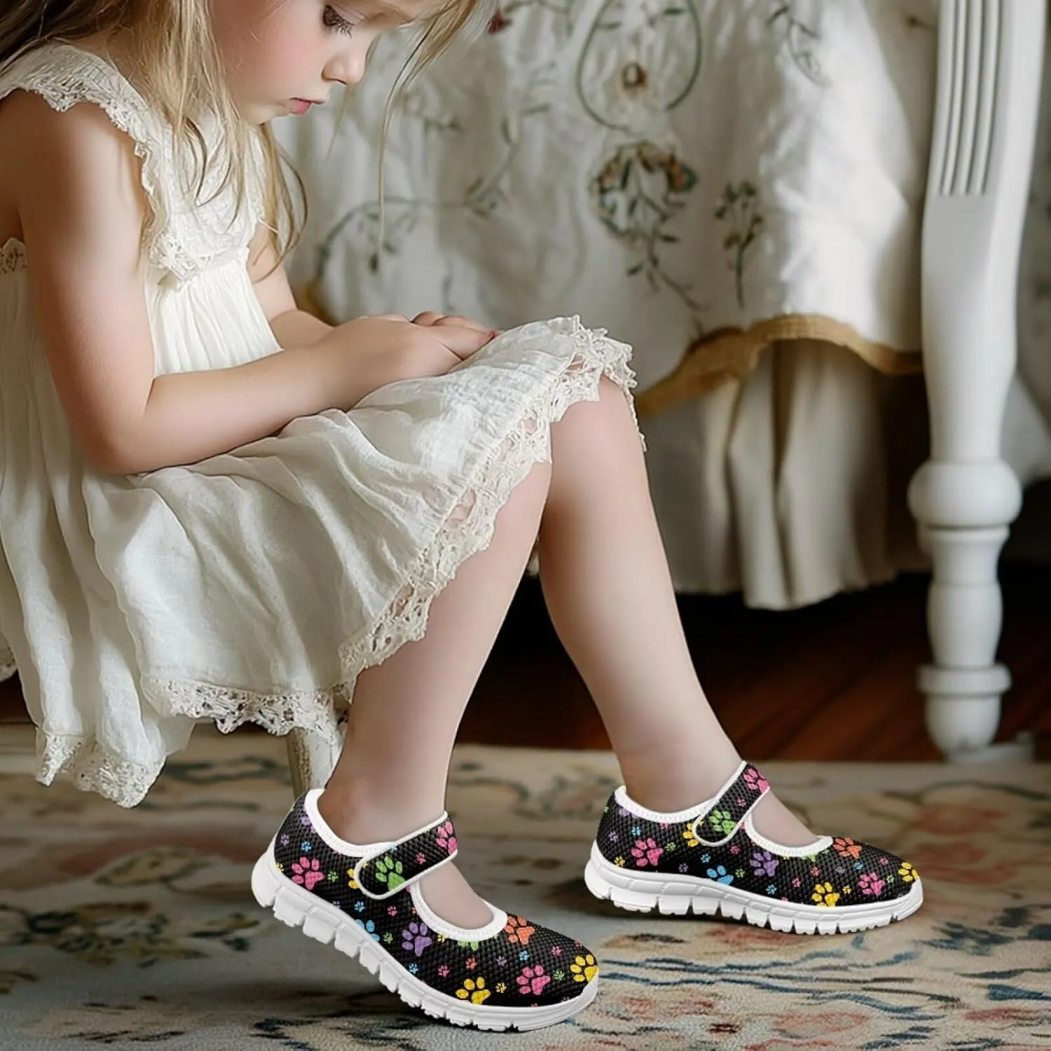 BIGCARJOB Mary Jane Shoes for Toddle Girls Flat School Uniform Shoes Lightweight Casual Walking Shoes for Little Girls/Big Kids