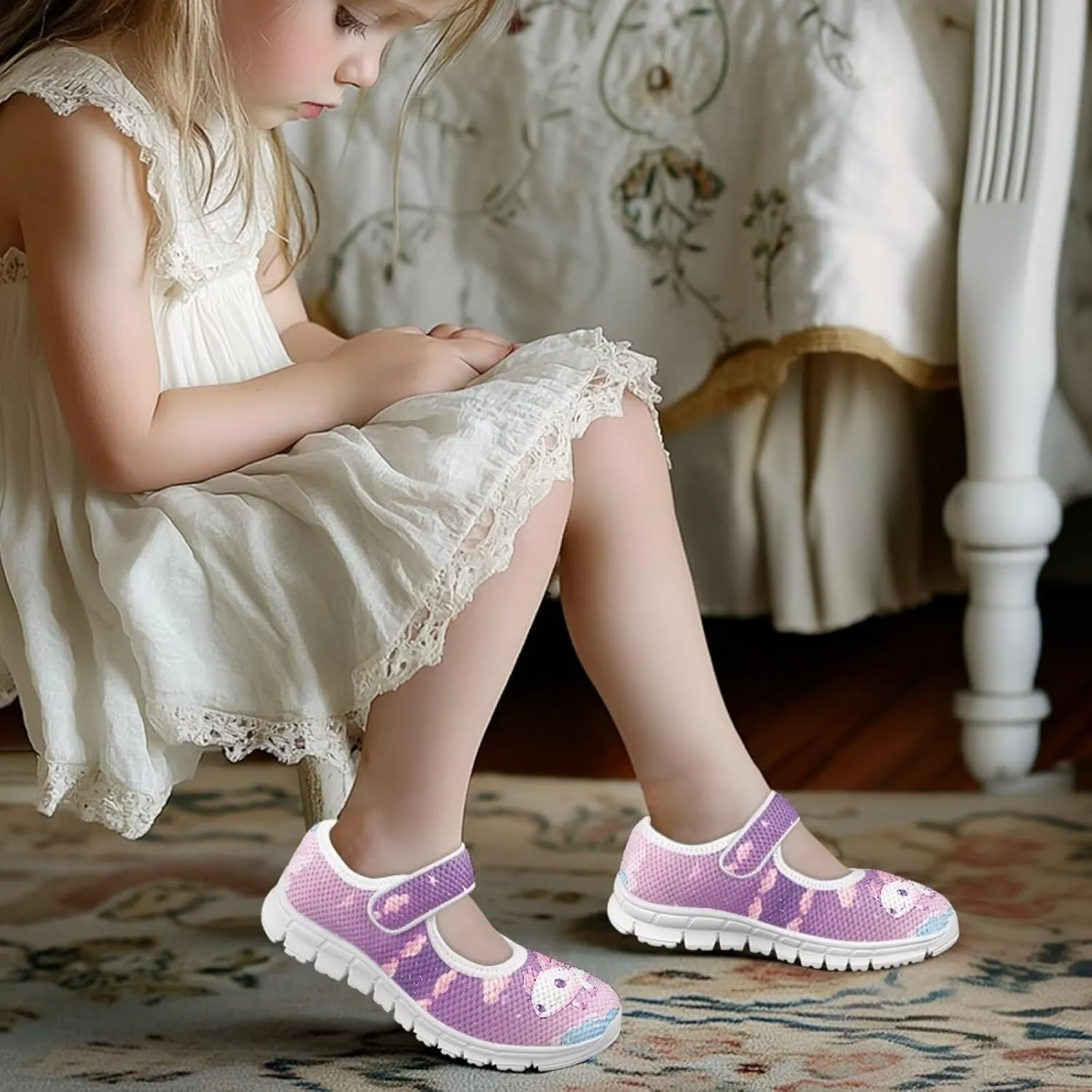 BIGCARJOB Mary Jane Shoes for Toddle Girls Flat School Uniform Shoes Lightweight Casual Walking Shoes for Little Girls/Big Kids
