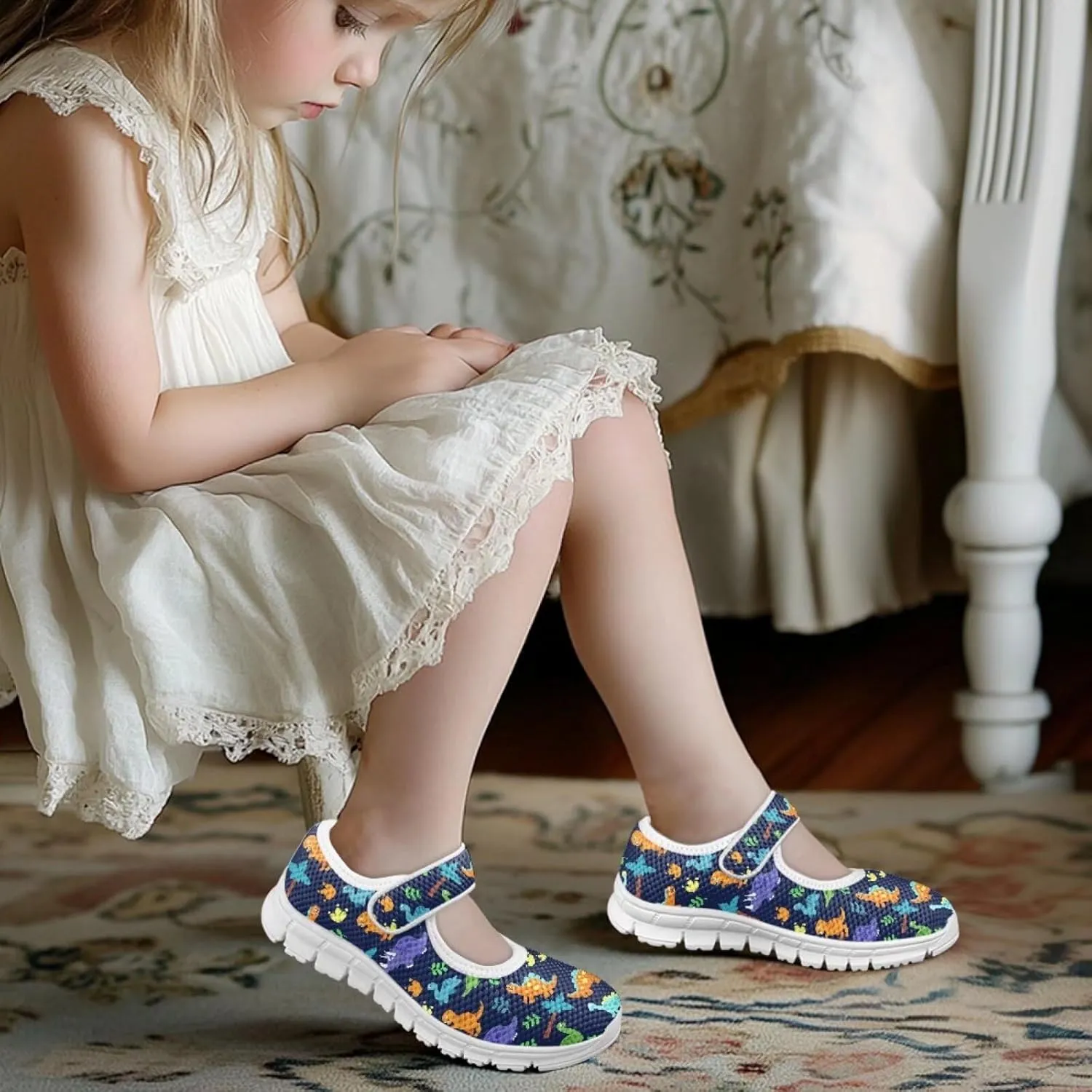 BIGCARJOB Mary Janes Shoes for Little Kids Tennis Shoes Flats Cute Ballet Dress Shoes School Uniform Shoes Athletic Gym Shoes