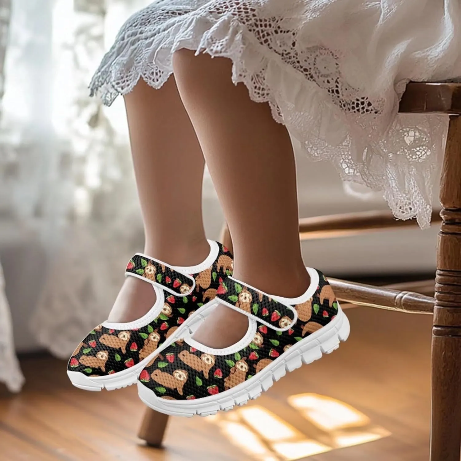 BIGCARJOB Mary Janes Shoes for Little Kids Tennis Shoes Flats Cute Ballet Dress Shoes School Uniform Shoes Athletic Gym Shoes