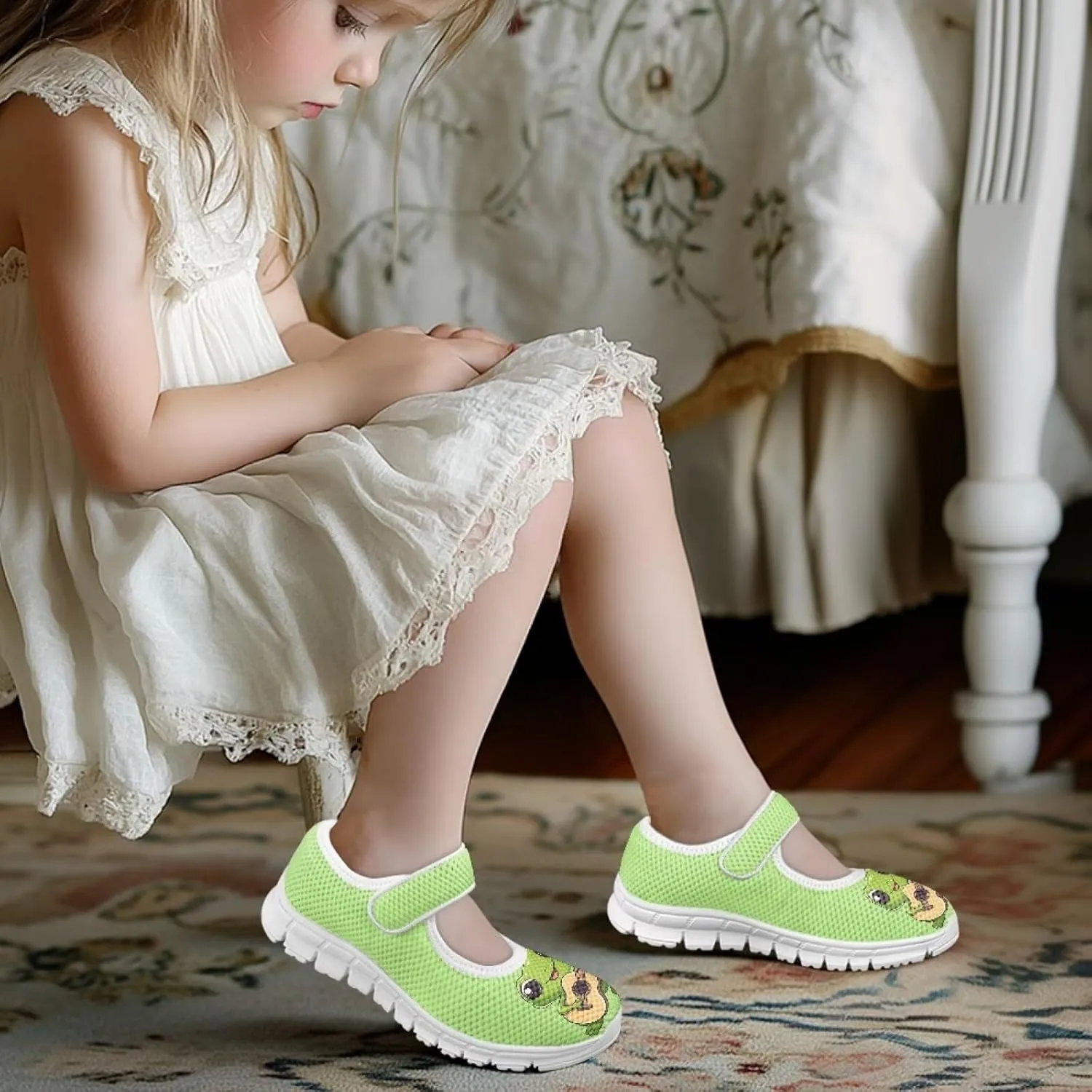 BIGCARJOB Mary Janes Sneakers for Girls Tennis Shoes School Uniform Shoes Kids Flats Walking Shoes