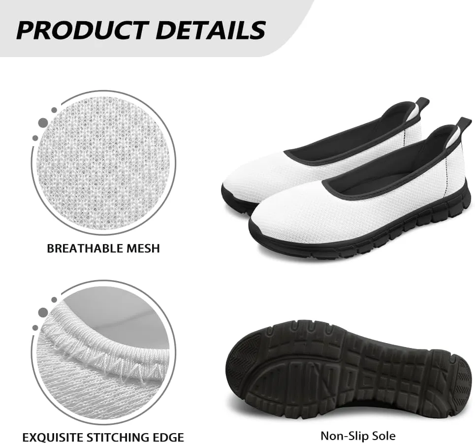 Binienty Women's Ballet Flats Shoes Round Toe Box Slip On Walking Sneakers Arch Support Road Running Shoe