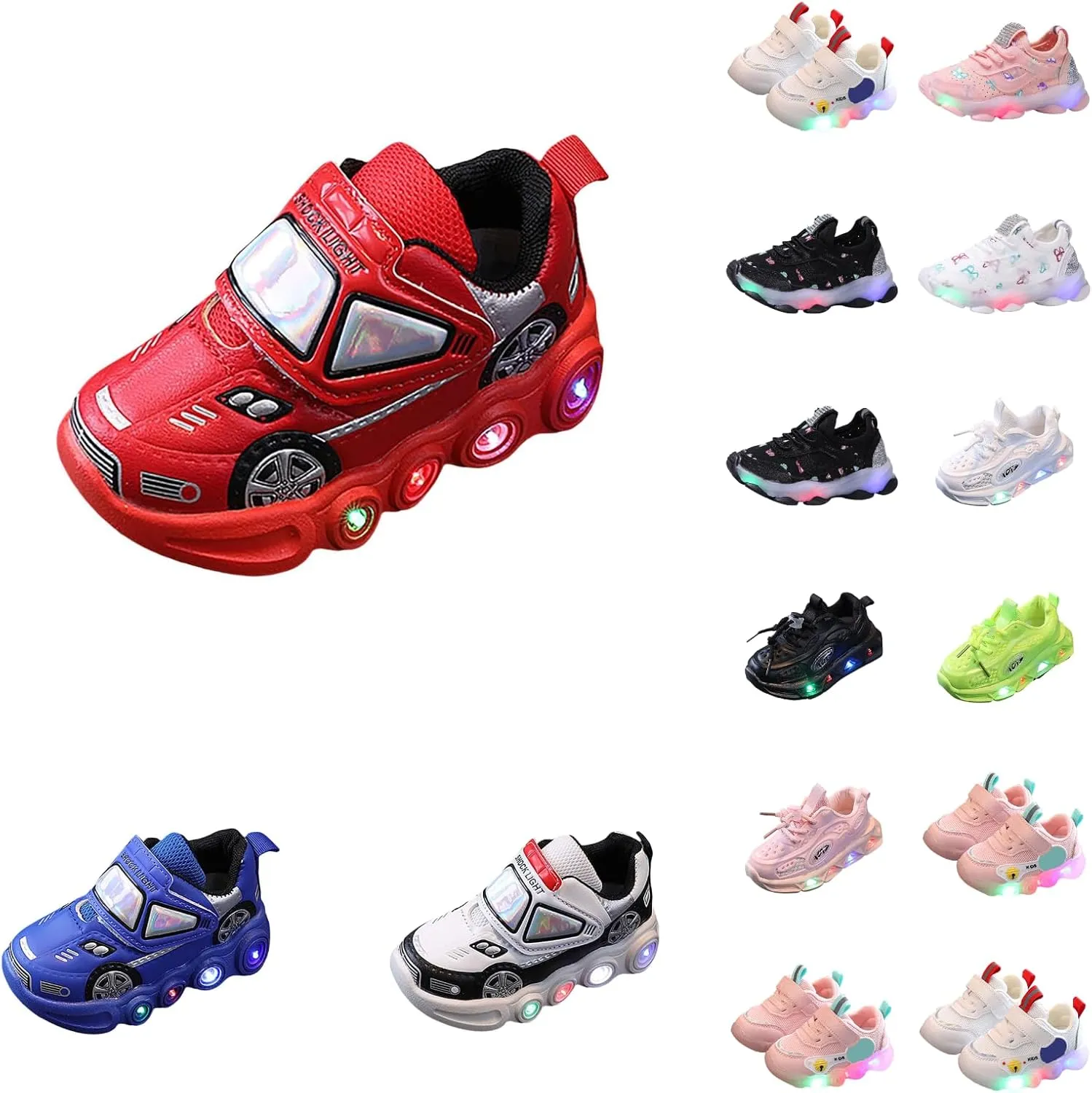 Boys Girls Light Up Sneakers Toddler Canvas High Top Fashion Sneaker Kids Casual Walking Shoes Light Up Shoes (A3-Green, 2 Big Kids)