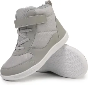 Children’s Winter Boots with Wide Toe Box Waterproof Zero Drop Sole Minimalist Barefoot Hiking Snow Boots for Girls and Boys Non-Slip Plush Lining Ankle Snow Boots for Toddler/Little Kids/Big Kids