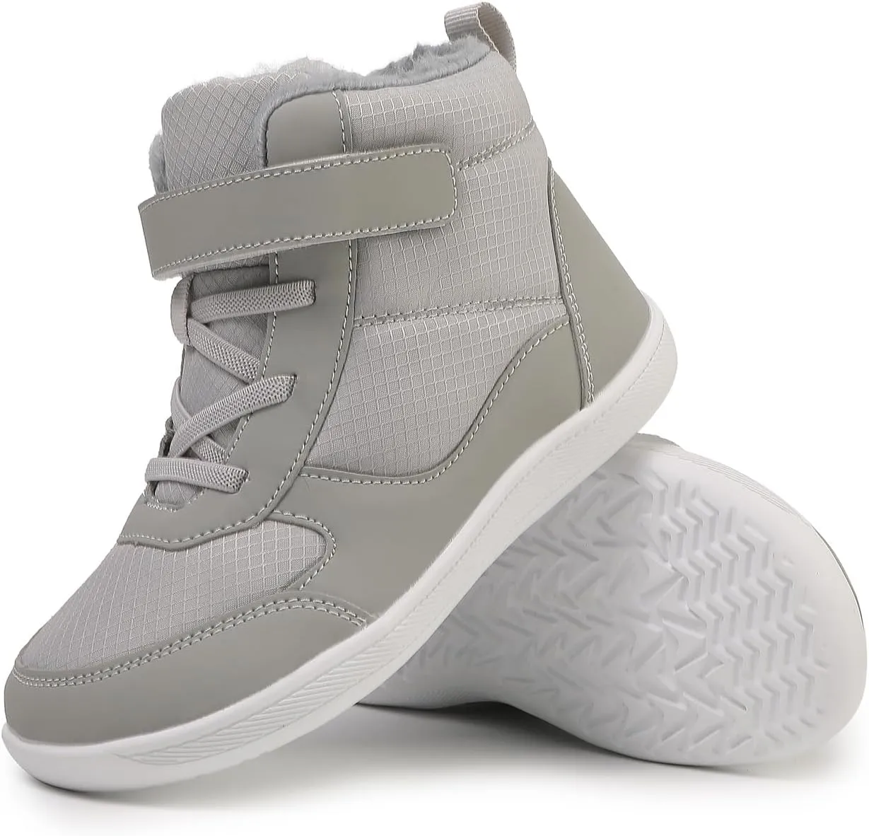 Children’s Winter Boots with Wide Toe Box Waterproof Zero Drop Sole Minimalist Barefoot Hiking Snow Boots for Girls and Boys Non-Slip Plush Lining Ankle Snow Boots for Toddler/Little Kids/Big Kids
