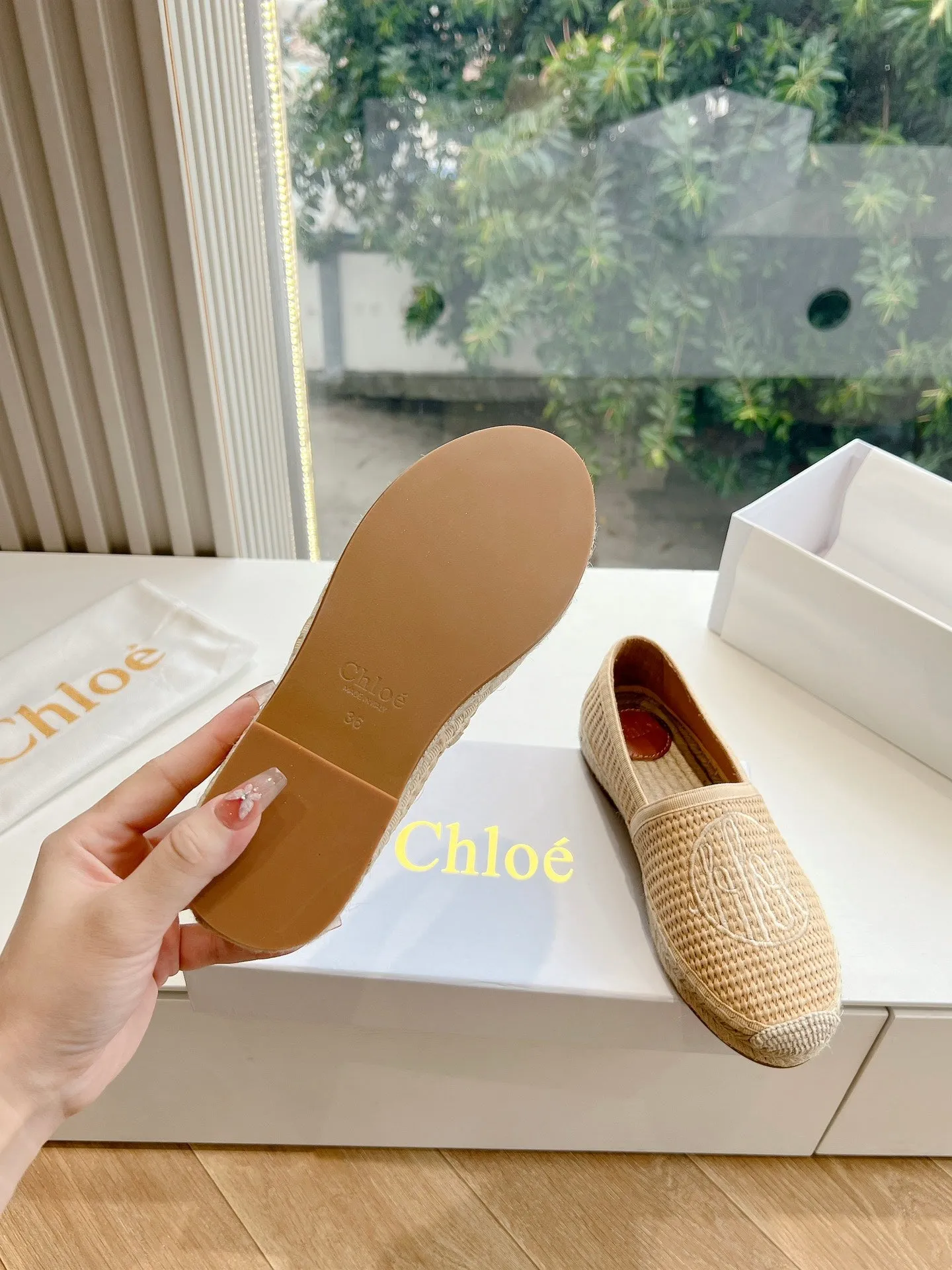 CHLOÉ High-value BEIGE IN RAFFIA WOVEN LOAFER On-sale TAN