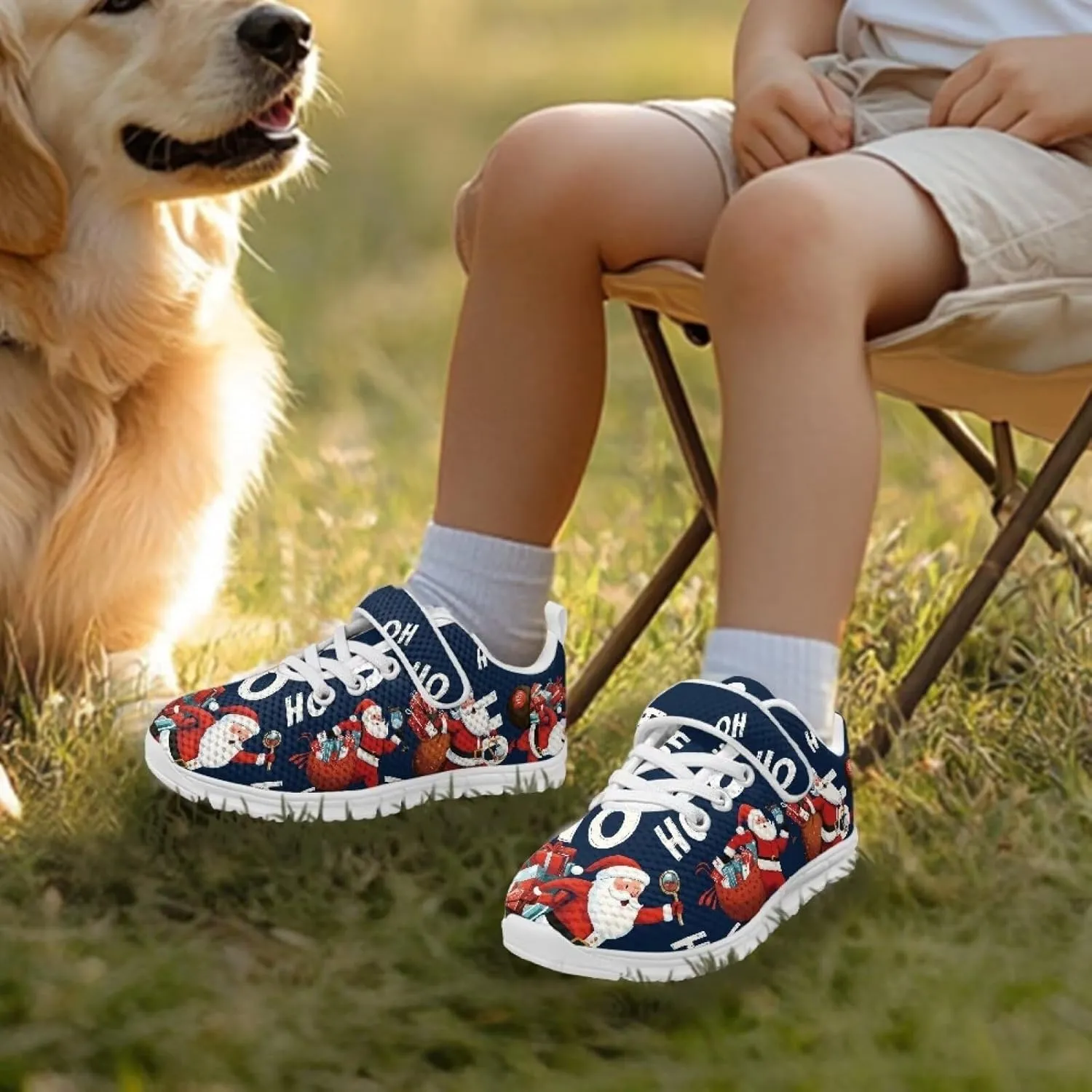 Christmas Sneakers Slip on Shoes for Kids Girls Boys Walking Running