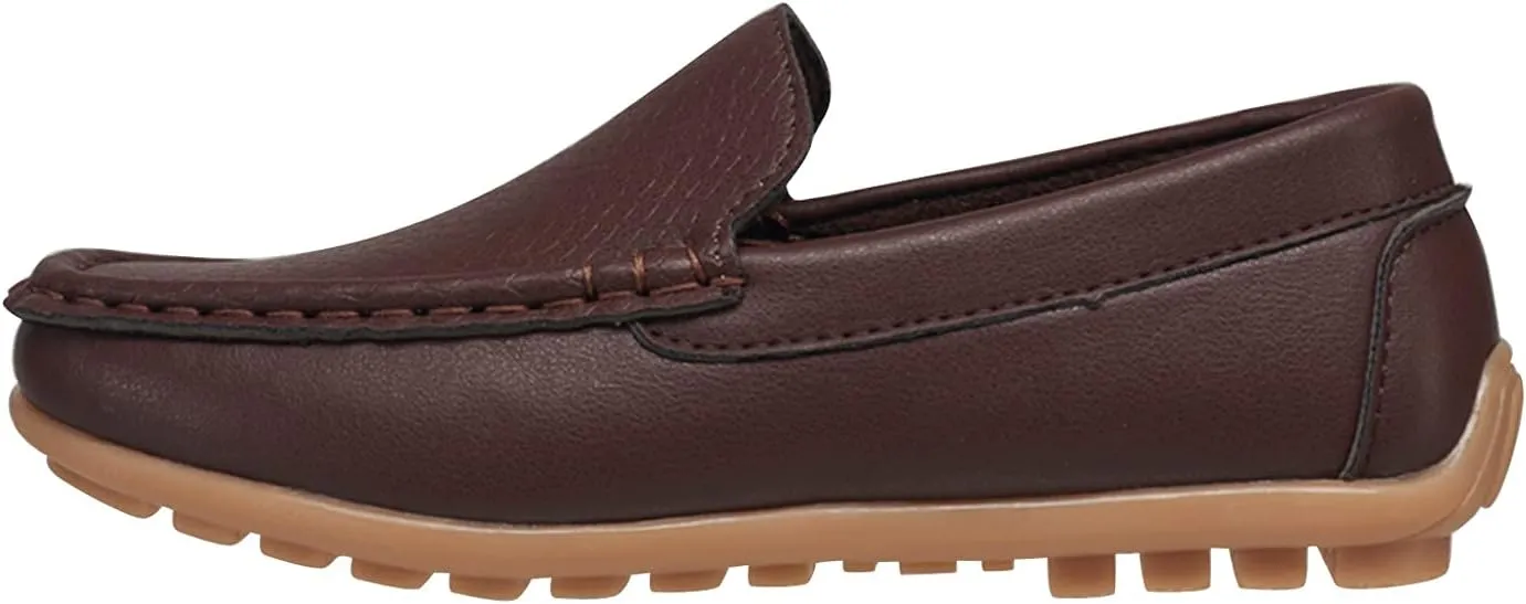 CoXist Kids Toddlers Boys Girls Leather Slip On Loafers Moccasin Boat Dress Shoes