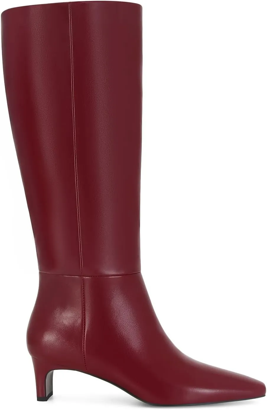 DOEYG Black Knee High Boots for Women Pointed Toe Kitten Heel Tall Boots Wide Calf Pull on Fall Fashion Long Boots