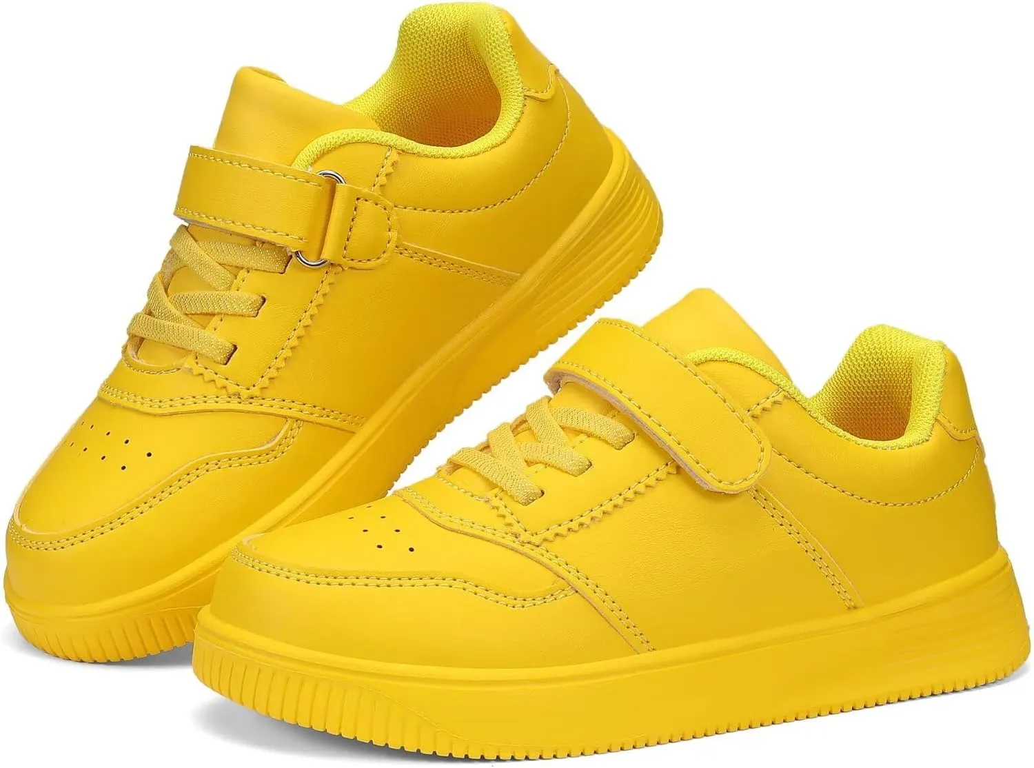 DSWED Unisex-Child Leather Lightweight Breathable Knit Athletic Running Sneakers for Kids Shoes for Boys Girls