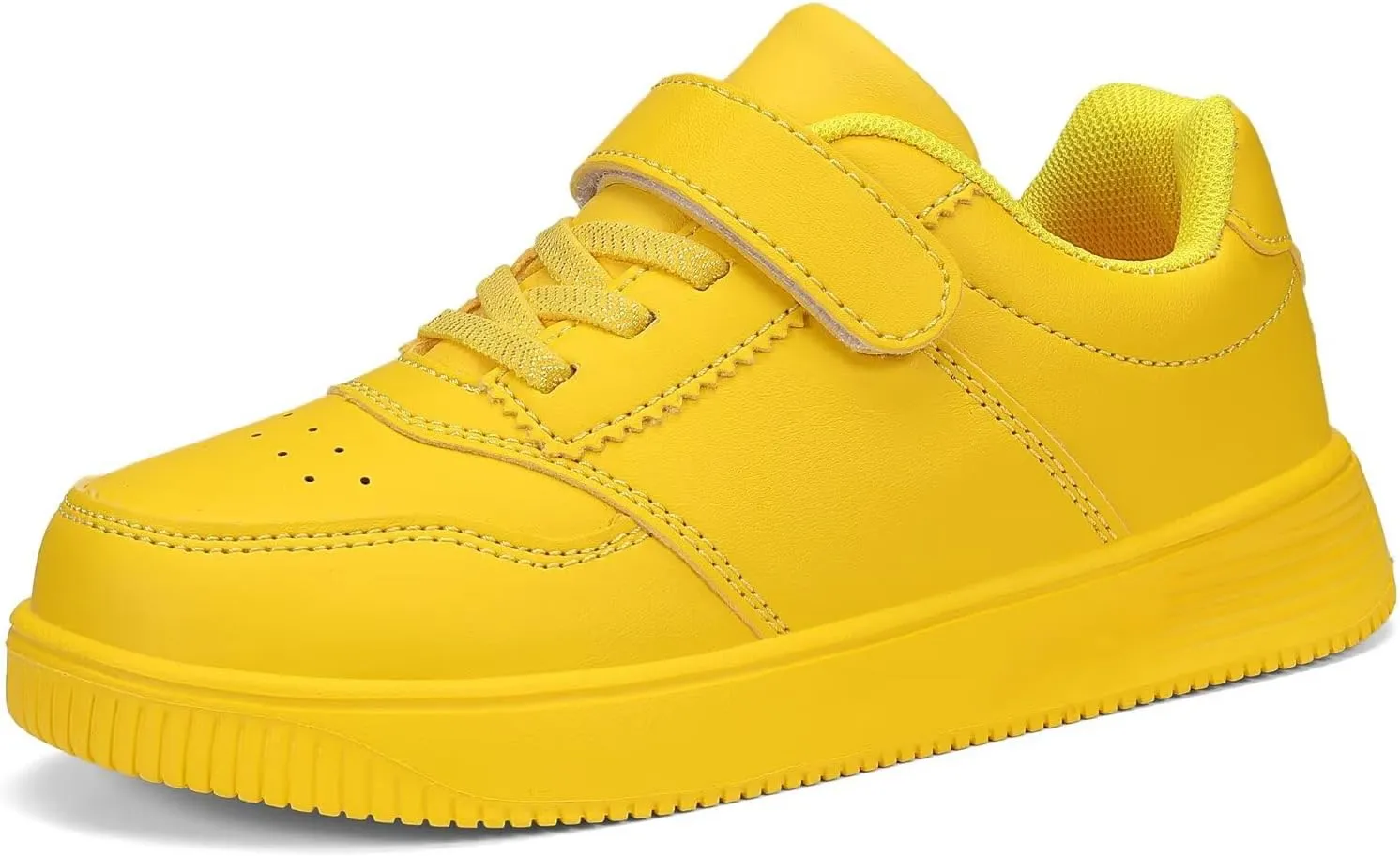 DSWED Unisex-Child Leather Lightweight Breathable Knit Athletic Running Sneakers for Kids Shoes for Boys Girls