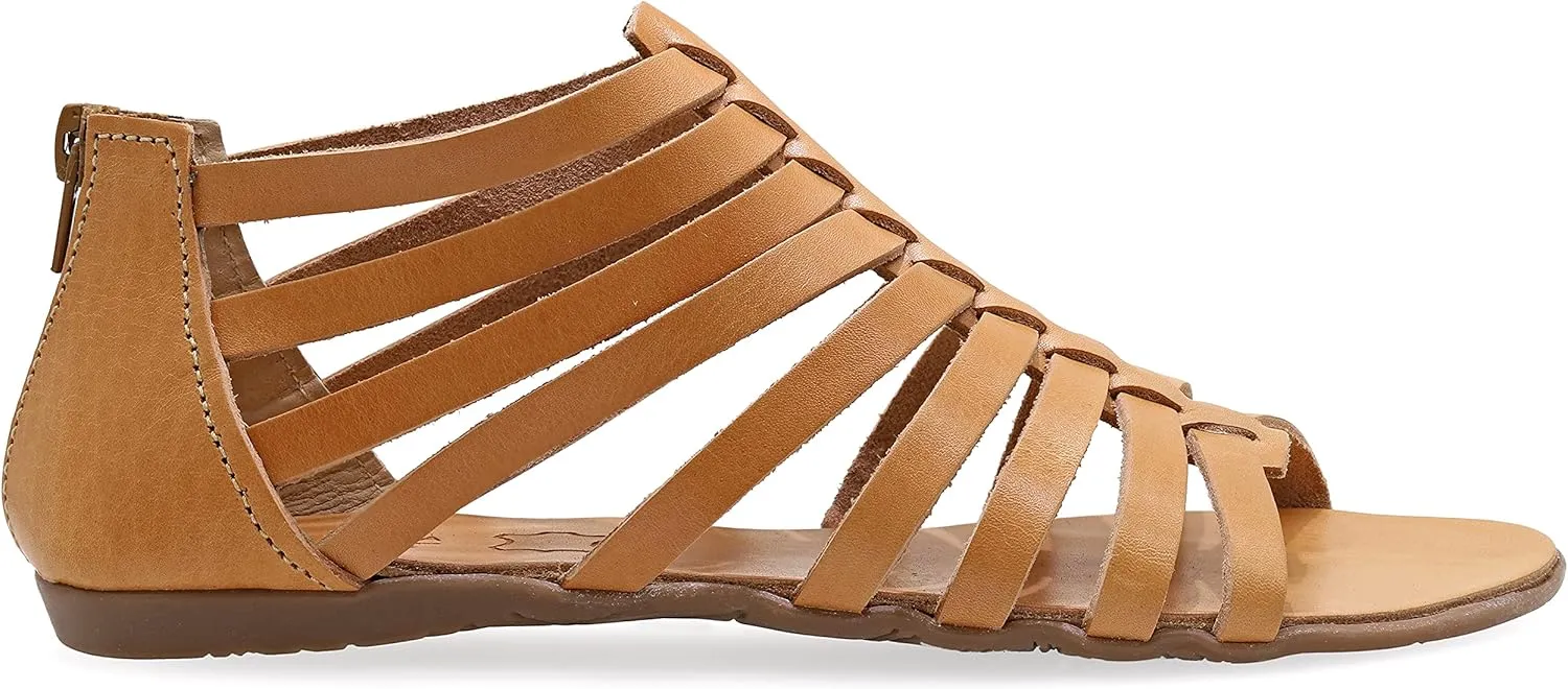 Emmanuela Ancient Greek Style Anlkle High Leather Sandals, Handmade Gladiator Sandals, Quality Strappy Summer Shoes with Rear Zipper at Shaft, Boho Open Toe Sandals