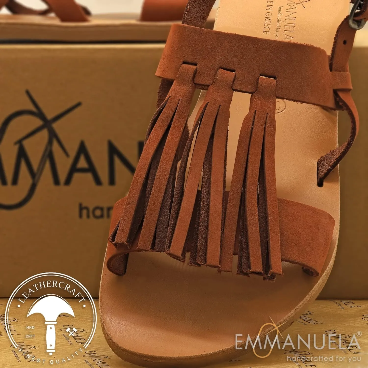 Emmanuela Ancient Greek Style Sandals, Quality Handmade Leather Open Toe Flat Sandals, Adjustable Buckle Strap Summer Shoes for Women, Boho Chic Ankle Cuff Sandals