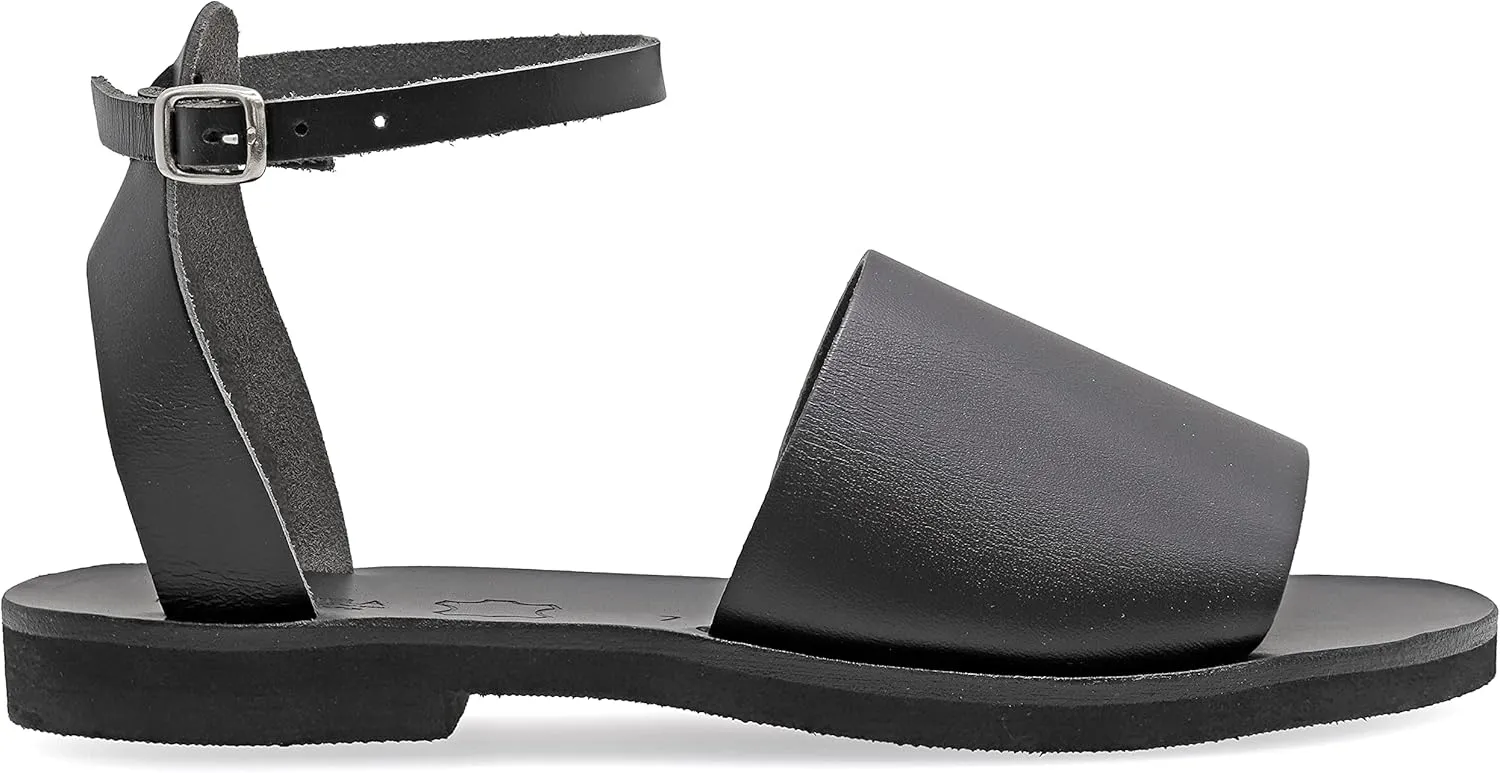 Emmanuela Ancient Greek Style Sandals, Quality Handmade Leather Open Toe Flat Sandals, Adjustable Buckle Strap Summer Shoes for Women, Boho Chic Ankle Cuff Sandals