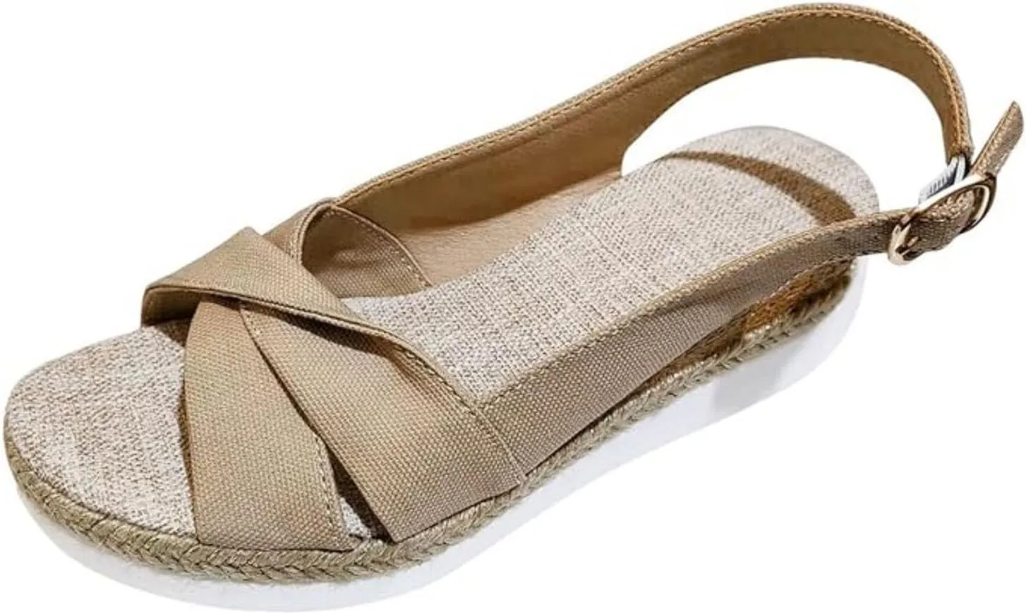 Espadrille Platform Wedge Sandals for Women Open Toe Slingback Ankle Strap Criss Cross Low Wedge Summer Casual Slip On Shoes