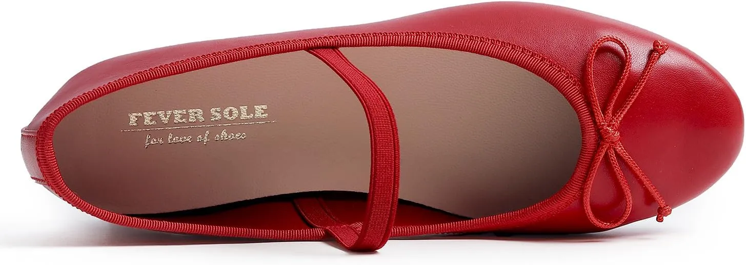 FEVERSOLE Women's Soft Cushion Padded Comfort Round Toe Mary Jane Elastic Fashion Ballet Flats Walking Shoes