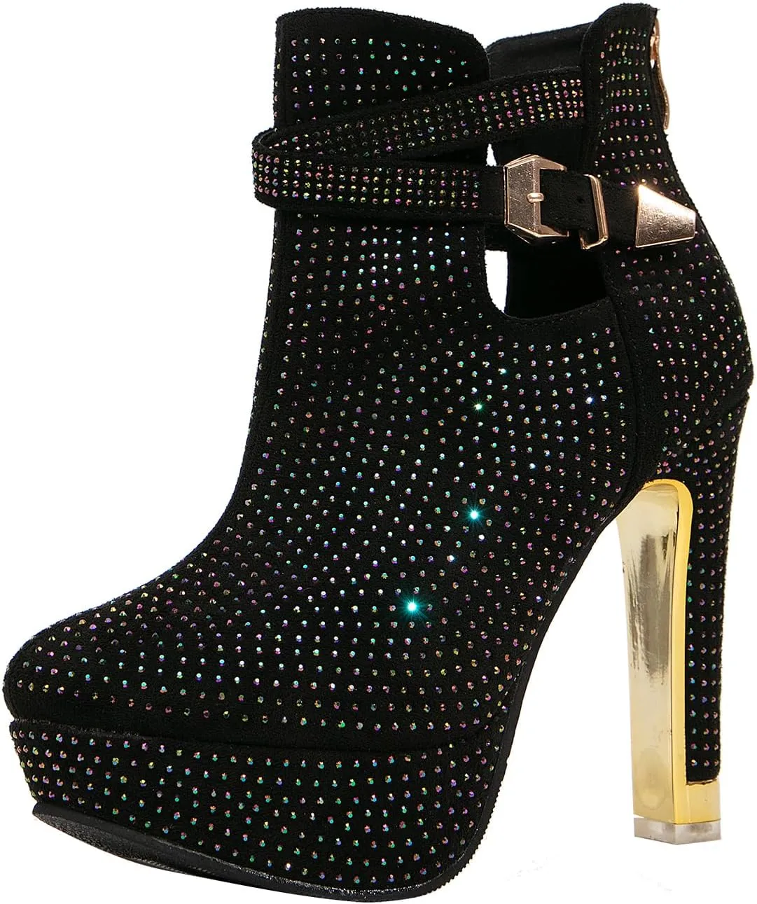 getmorebeauty Women's Pretty Lace Flowers Open Toes High Heels Ankle Boots