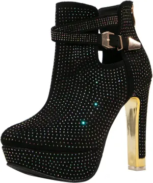 getmorebeauty Women's Pretty Lace Flowers Open Toes High Heels Ankle Boots