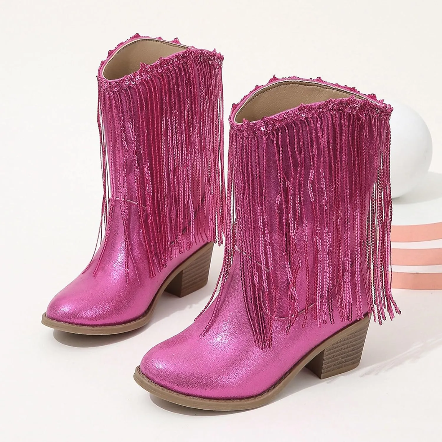 Girls Leather Cowboy Boots Kids Baby Casual Winter Water Proof Western Boots Calf High Boots Comfortable Ankle Boots