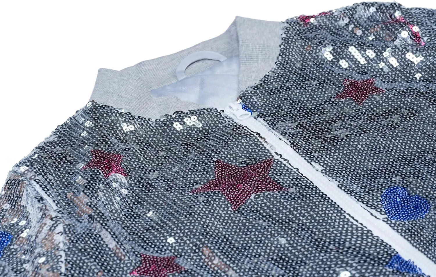 Girls Sequin Bomber Jacket Sparkly Bomber Outfit Long Sleeve Zipper Bright Colors 5-12T