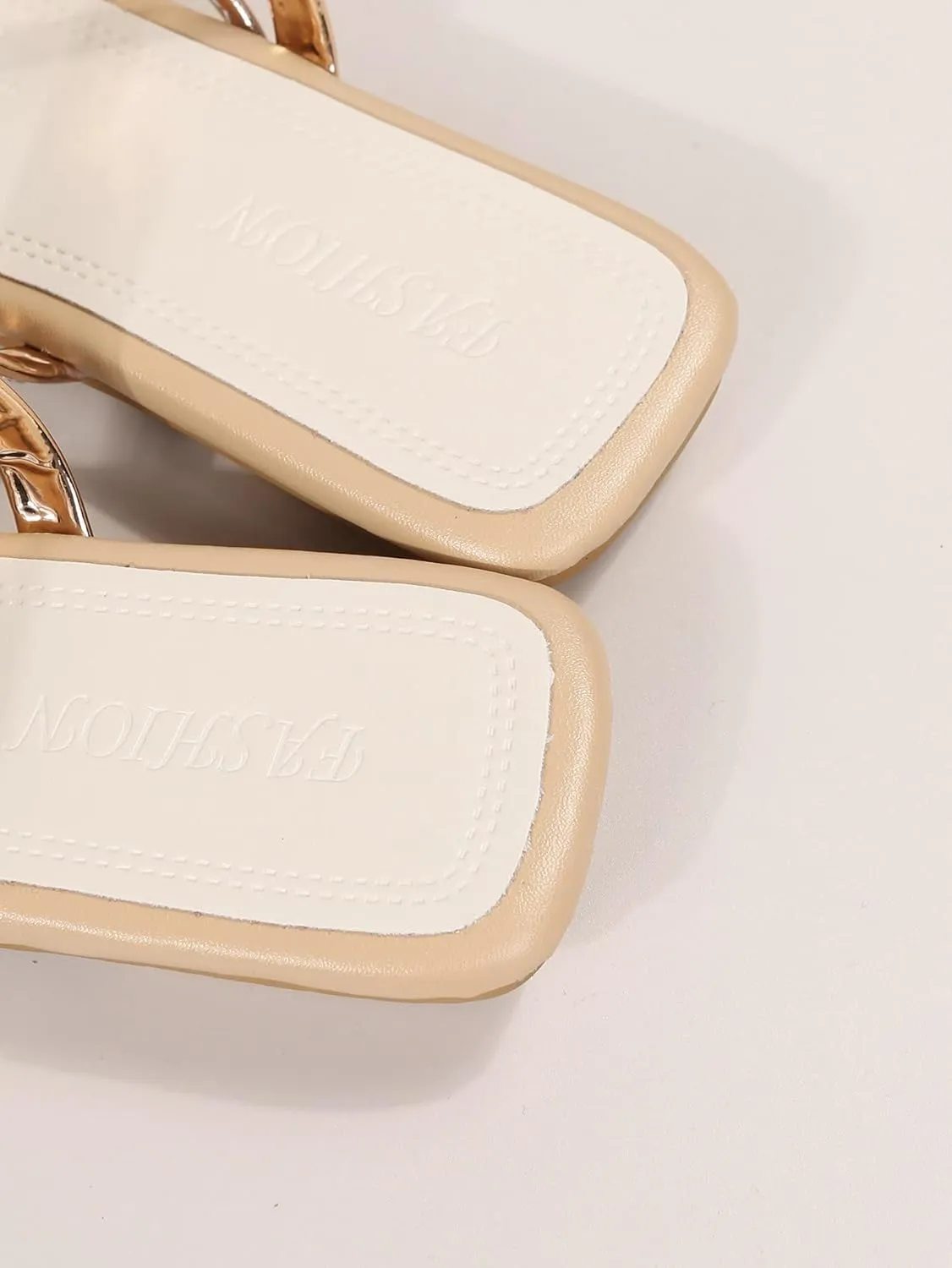 GORGLITTER Women's Metallic Rhinestone Butterfly Flat Sandals Dressy Square Open Toe Slip On Slide Summer Sandals