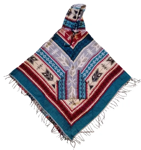 Green Grey Sand Arrow Design Supersoft Woollen Poncho