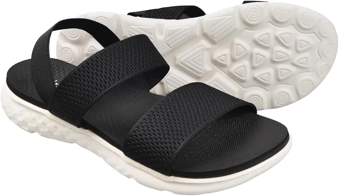 Harssidanzar Summer Elastic Ankle Strap Flat Sandals Slip on Sandals for Women KL224US