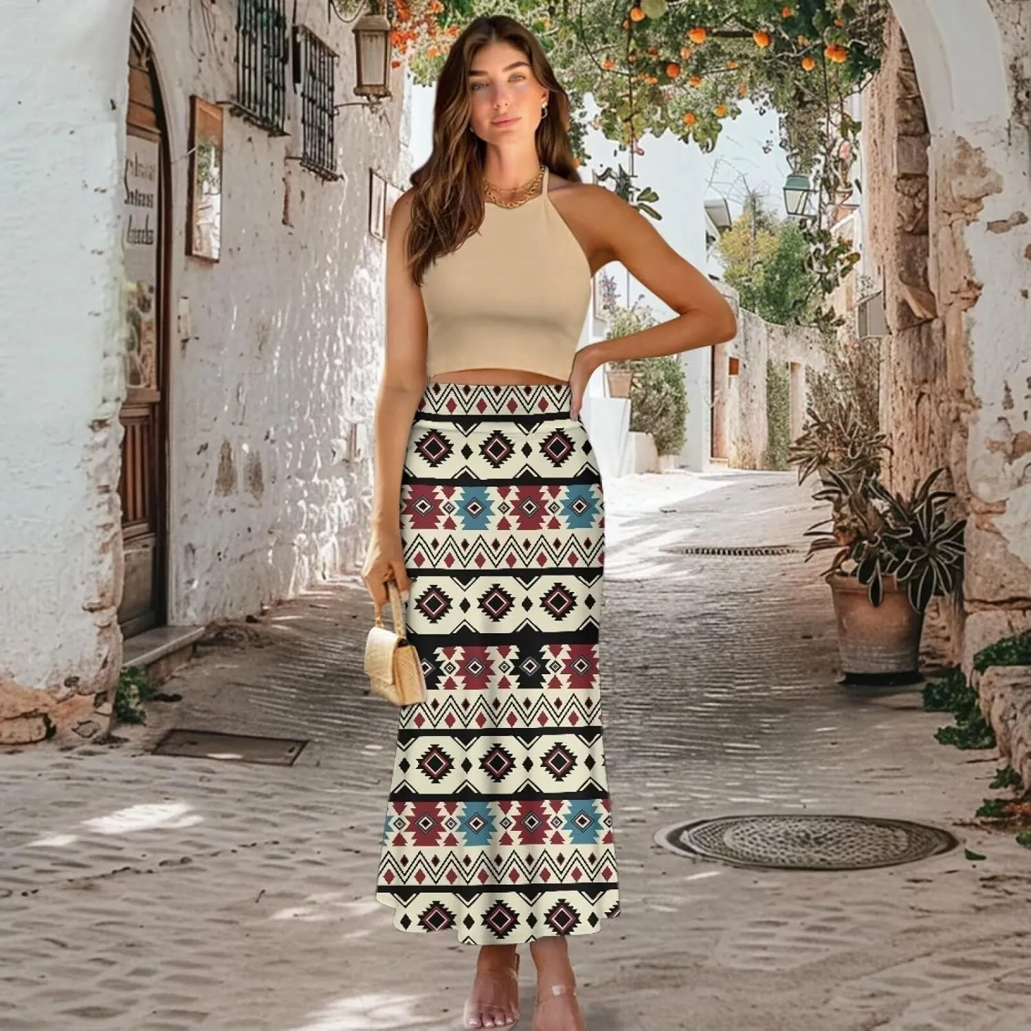 High Waisted Maxi Skirt Casual Pencil Skirt A-Line Flared Maxi Skirts Spring Summer Long Skirts for Women