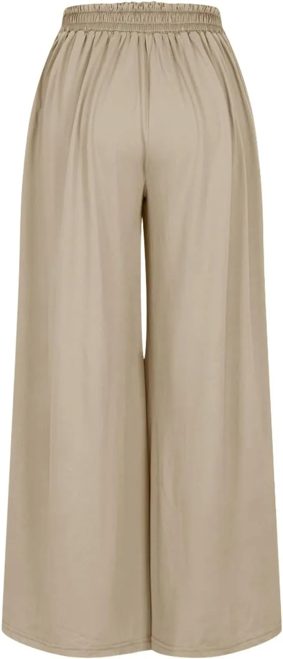 High Waisted Palazzo Pants for Women Trendy 2024 Causal Wide Leg Flowy Yoga Pant Trousers Beach Vacation Outfits