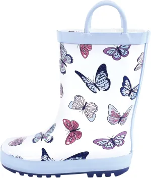 Hudson Baby Infant Girls Rain Boots, Blue Butterflies, 6 Toddler
