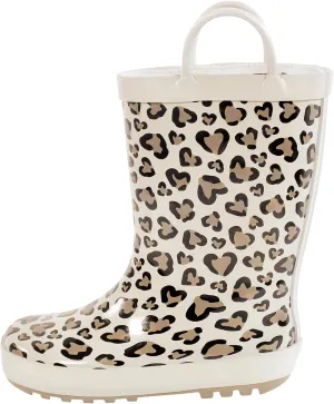 Hudson Baby Infant Girls Rain Boots, Heart Leopard, 6 Toddler