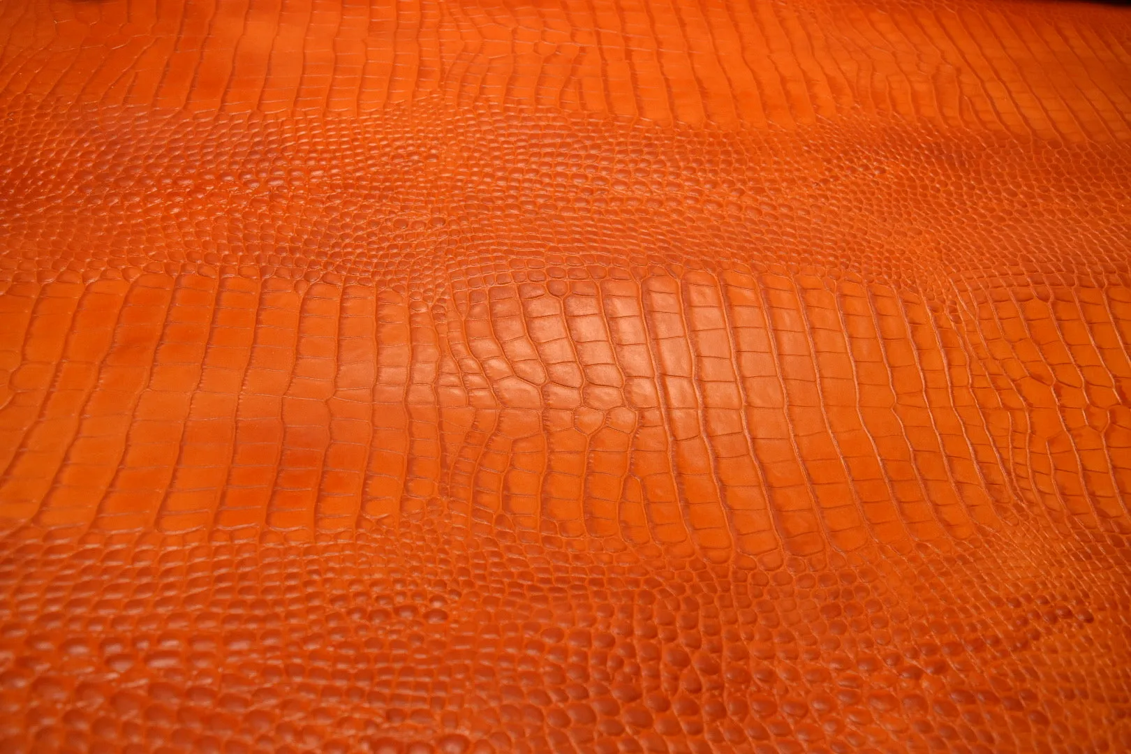Italian Orange Alligator-Embossed Cow Leather