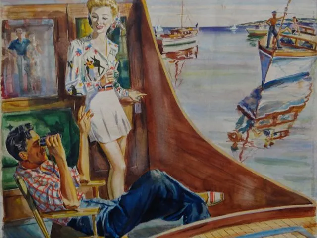 Joseph L Deitch Fashion Illustration 1940s: California Sportswear: Boating Togs