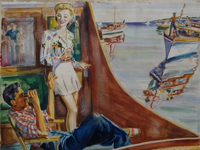 Joseph L Deitch Fashion Illustration 1940s: California Sportswear: Boating Togs